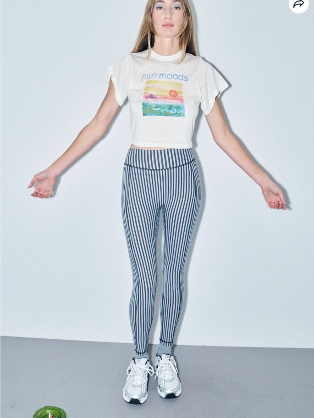 NWT Fashion Brand Company Surf Stripe Leggings - M - blue stripe - Picture 4 of 5